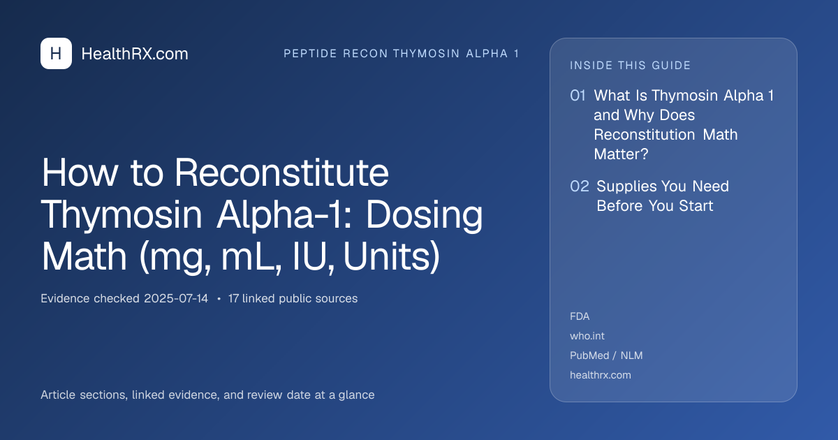 Evidence overview for How to Reconstitute Thymosin Alpha-1: Dosing Math (mg, mL, IU, Units)