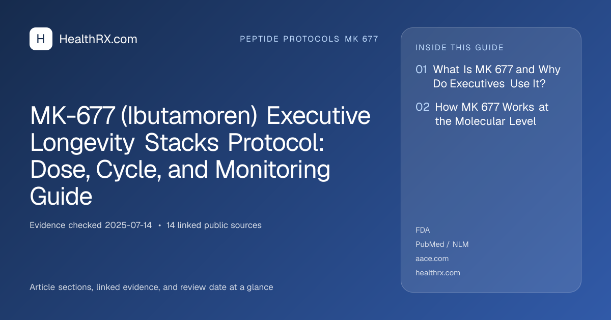 Evidence overview for MK-677 (Ibutamoren) Executive Longevity Stacks Protocol: Dose, Cycle, and Monitoring Guide