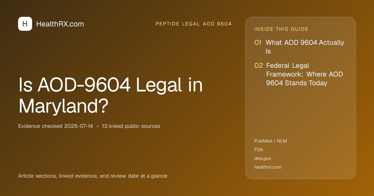 Evidence overview for Is AOD-9604 Legal in Maryland?