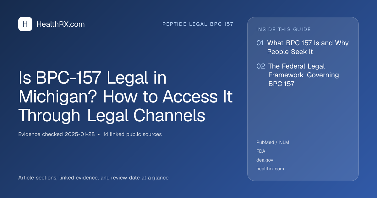 Evidence overview for Is BPC-157 Legal in Michigan? How to Access It Through Legal Channels