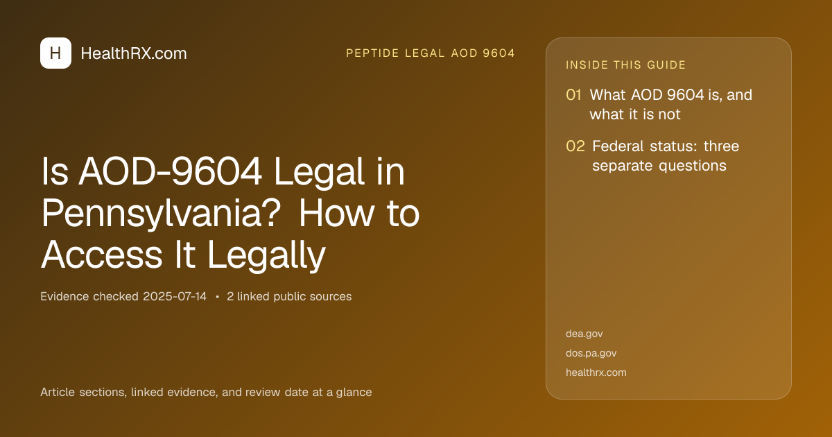 Evidence overview for Is AOD-9604 Legal in Pennsylvania? How to Access It Legally