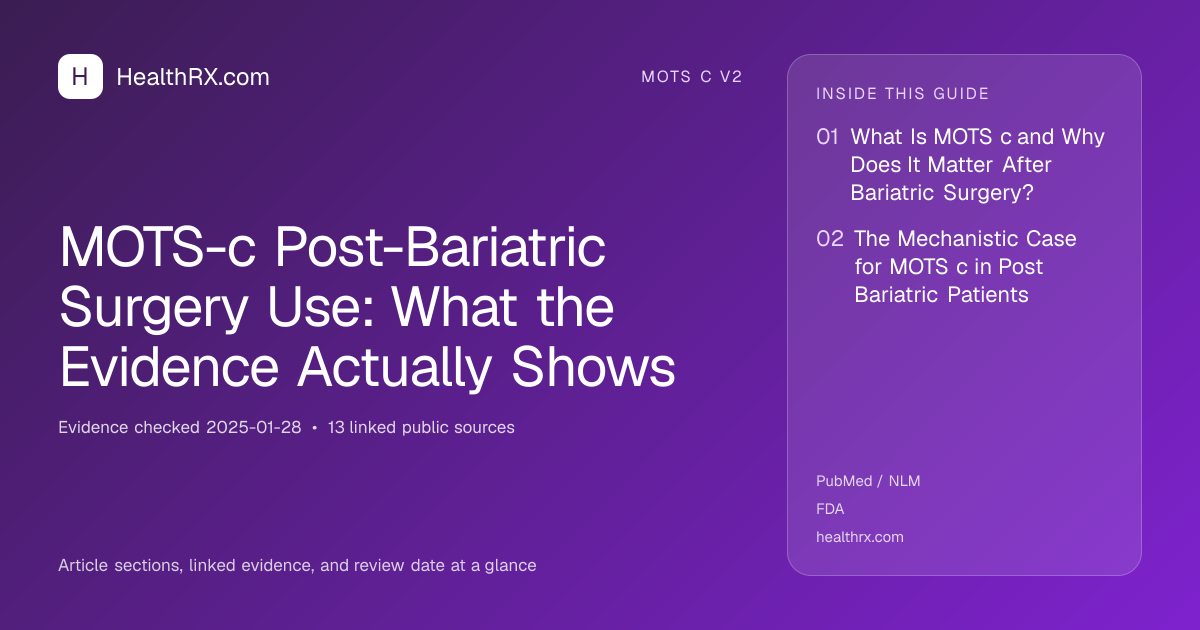 Evidence overview for MOTS-c Post-Bariatric Surgery Use: What the Evidence Actually Shows