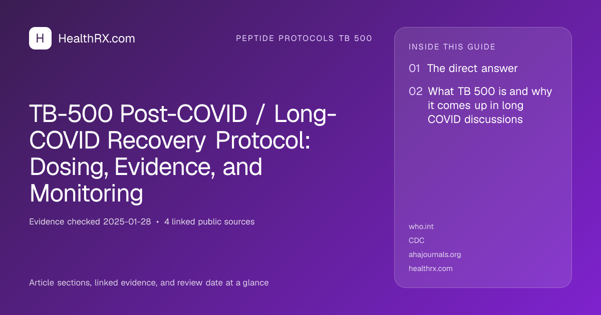 Evidence overview for TB-500 Post-COVID / Long-COVID Recovery Protocol: Dosing, Evidence, and Monitoring