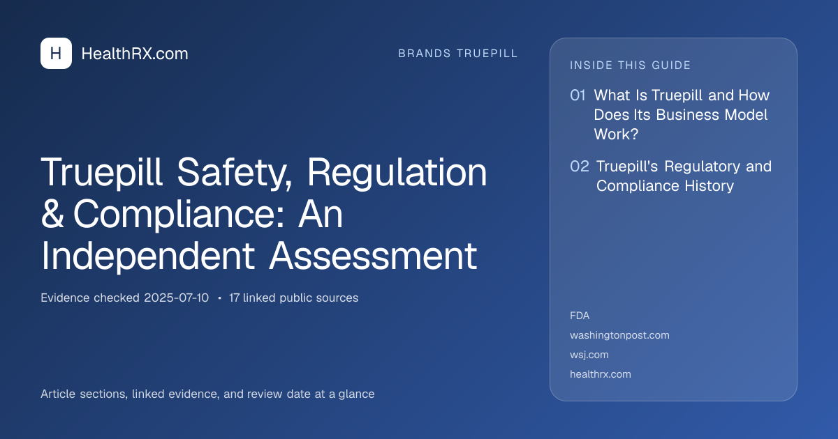 Evidence overview for Truepill Safety, Regulation & Compliance: An Independent Assessment