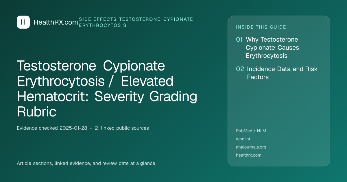 Evidence overview for Testosterone Cypionate Erythrocytosis / Elevated Hematocrit: Severity Grading Rubric