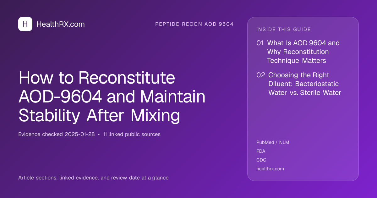 Evidence overview for How to Reconstitute AOD-9604 and Maintain Stability After Mixing