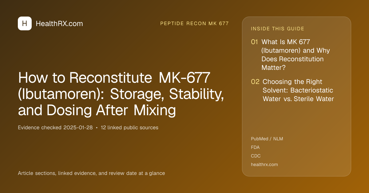 Evidence overview for How to Reconstitute MK-677 (Ibutamoren): Storage, Stability, and Dosing After Mixing