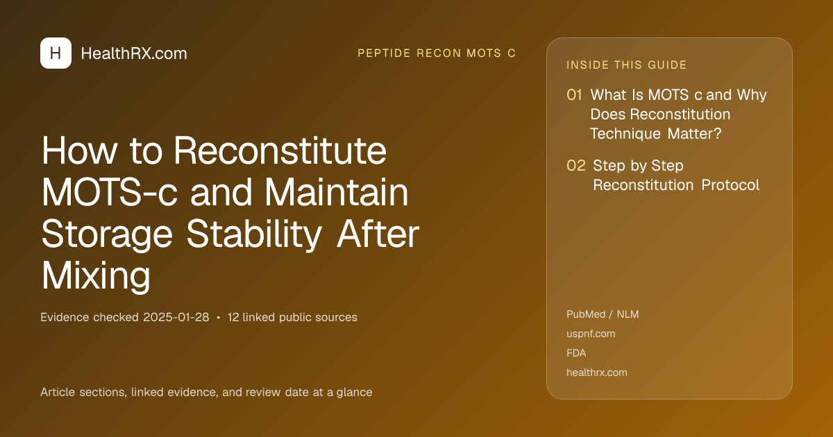 Evidence overview for How to Reconstitute MOTS-c and Maintain Storage Stability After Mixing