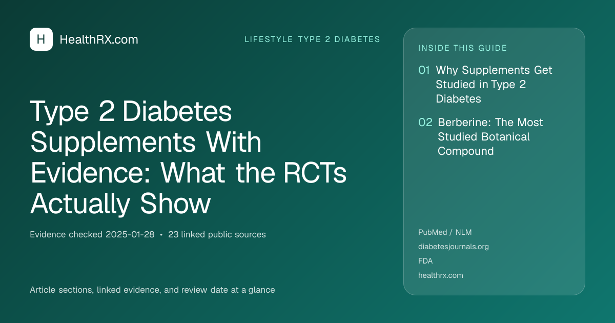 Evidence overview for lifestyle type 2 diabetes: Type 2 Diabetes Supplements With Evidence: What the RCTs Actually Show