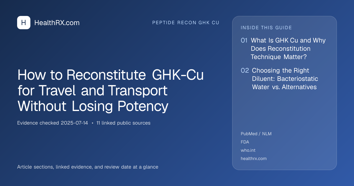 Evidence overview for How to Reconstitute GHK-Cu for Travel and Transport Without Losing Potency