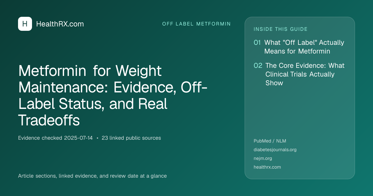 Evidence overview for Metformin for Weight Maintenance: Evidence, Off-Label Status, and Real Tradeoffs