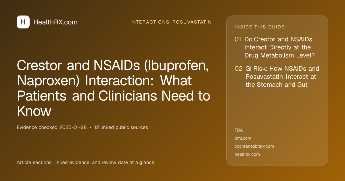 Evidence overview for interactions rosuvastatin: Crestor and NSAIDs (Ibuprofen, Naproxen) Interaction: What Patients and Clinicians Need to Know