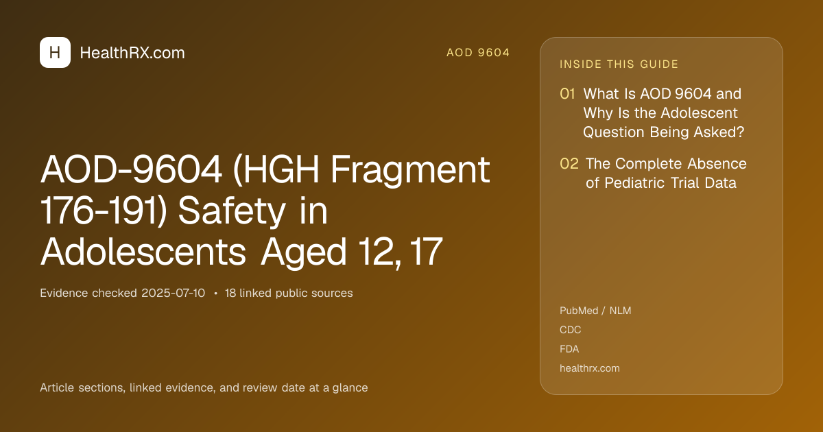 Evidence overview for AOD-9604 (HGH Fragment 176-191) Safety in Adolescents Aged 12, 17