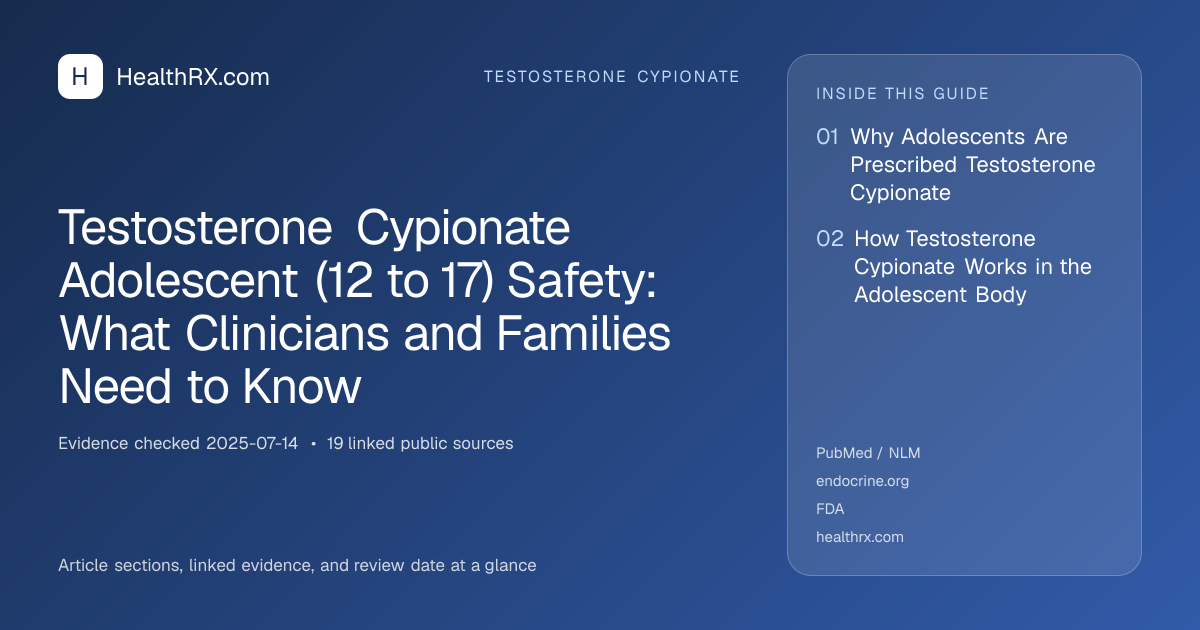 Evidence overview for Testosterone Cypionate Adolescent (12 to 17) Safety: What Clinicians and Families Need to Know