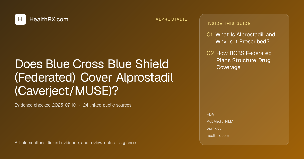 Evidence overview for Does Blue Cross Blue Shield (Federated) Cover Alprostadil (Caverject/MUSE)?