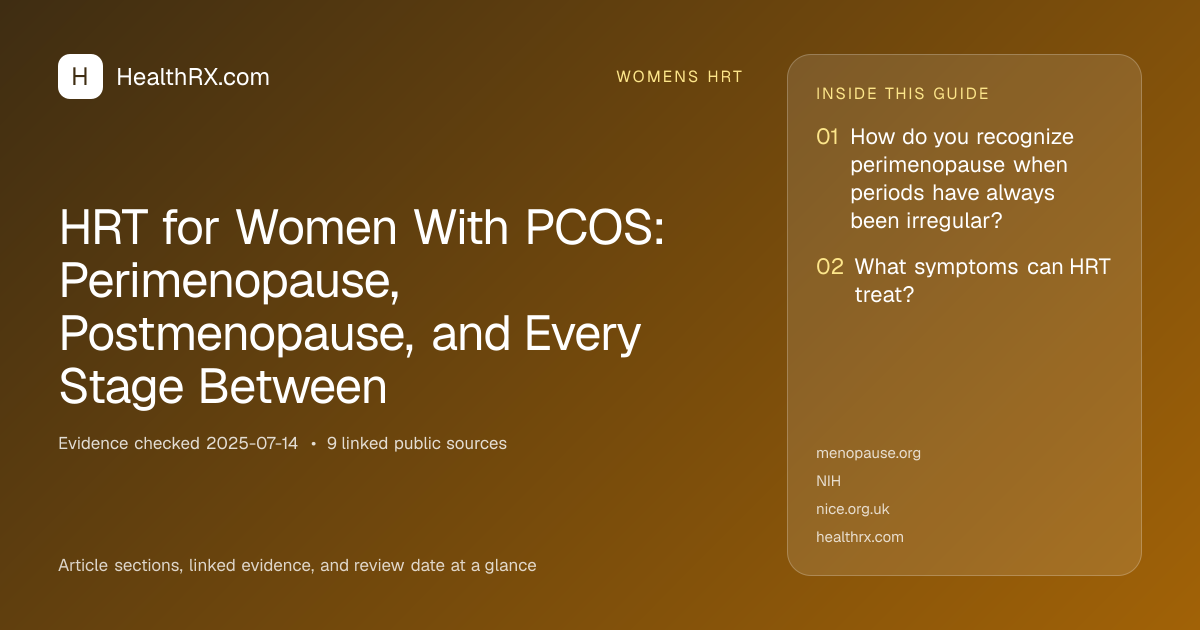 Evidence overview for HRT for Women With PCOS: Perimenopause, Postmenopause, and Every Stage Between