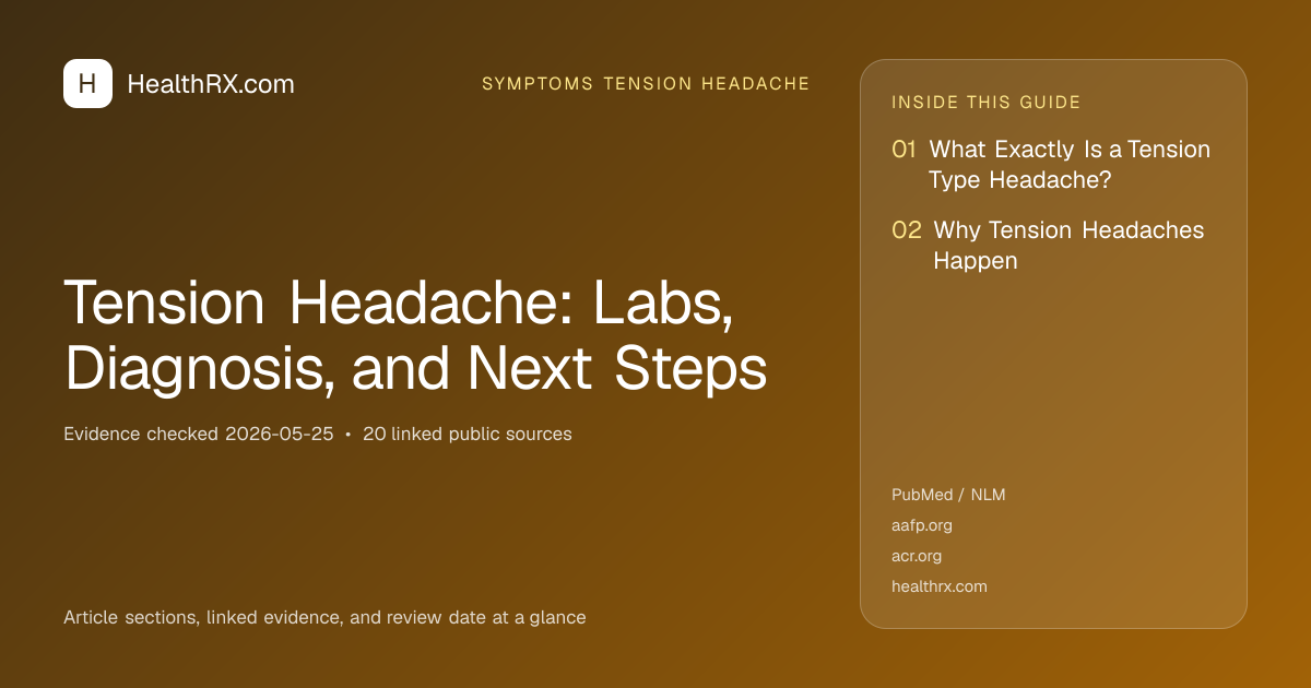 Evidence overview for Tension Headache: Labs, Diagnosis, and Next Steps