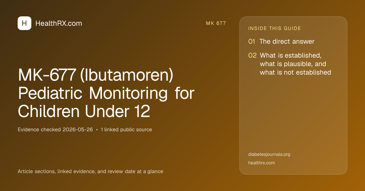 Evidence overview for mk 677: MK-677 (Ibutamoren) Pediatric Monitoring for Children Under 12