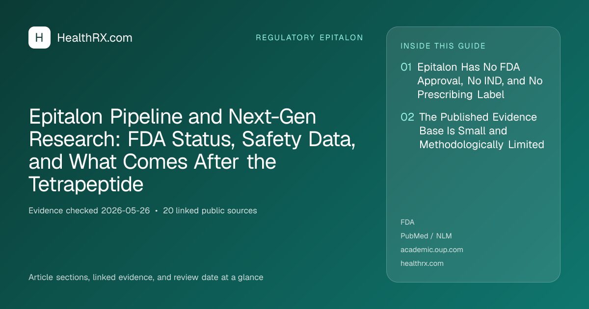 Evidence overview for Epitalon Pipeline and Next-Gen Research: FDA Status, Safety Data, and What Comes After the Tetrapeptide