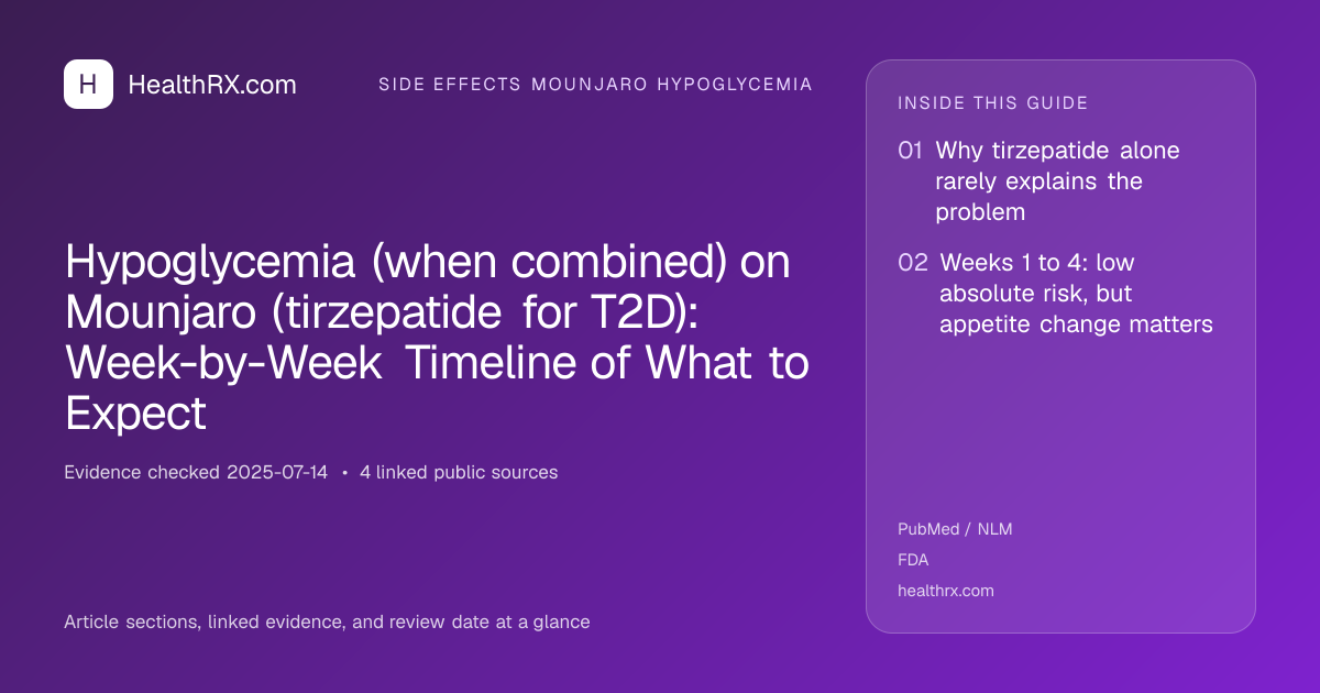 Evidence overview for Hypoglycemia (when combined) on Mounjaro (tirzepatide for T2D): Week-by-Week Timeline of What to Expect