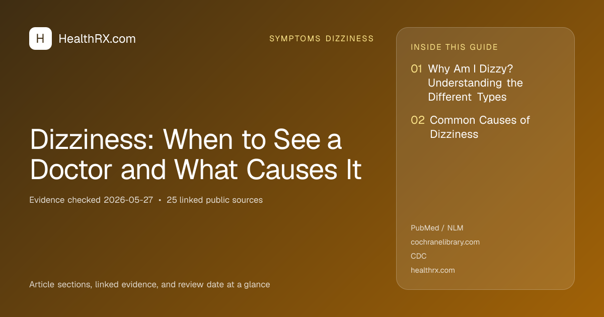 Evidence overview for symptoms dizziness: Dizziness: When to See a Doctor and What Causes It