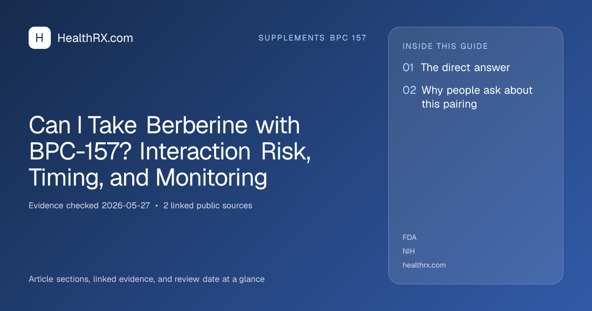 Evidence overview for Can I Take Berberine with BPC-157? Interaction Risk, Timing, and Monitoring
