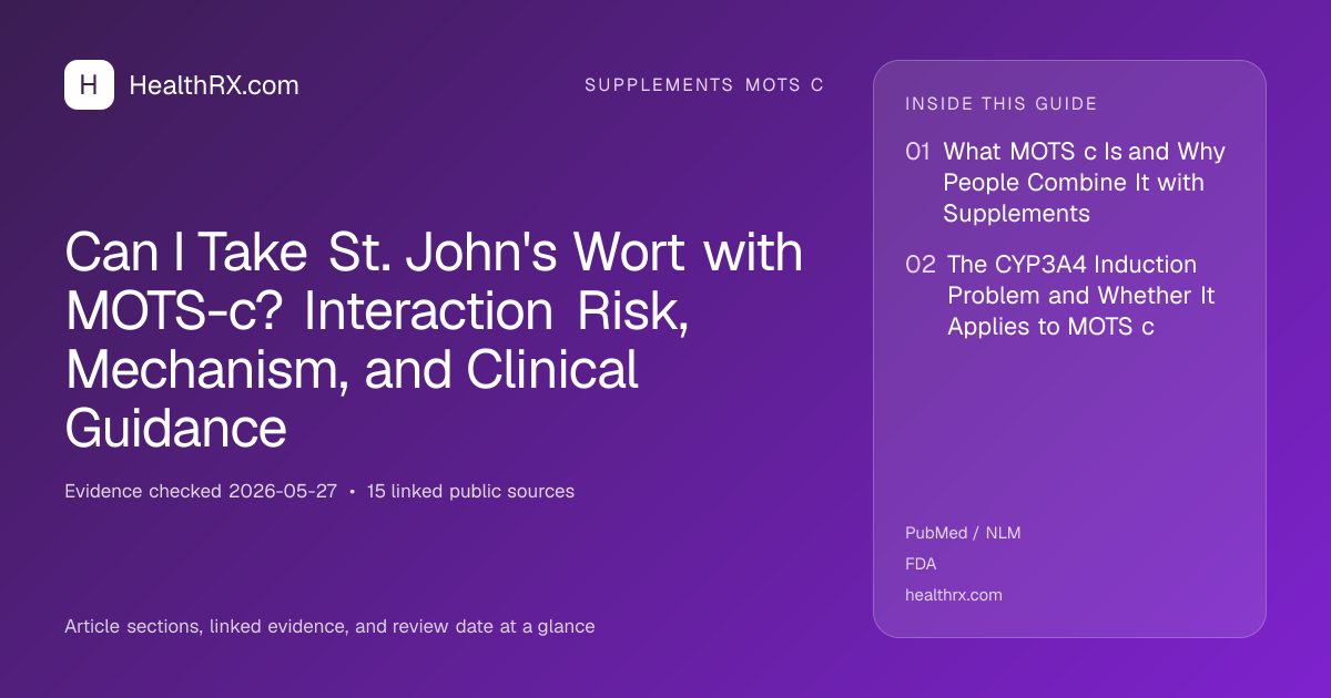 Evidence overview for Can I Take St. John's Wort with MOTS-c? Interaction Risk, Mechanism, and Clinical Guidance