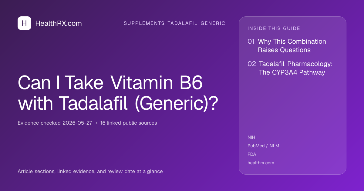 Evidence overview for supplements tadalafil generic: Can I Take Vitamin B6 with Tadalafil (Generic)?