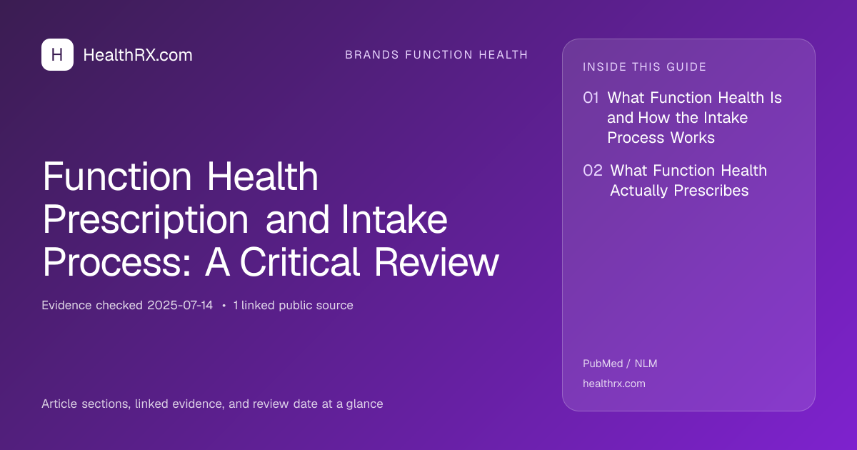 Evidence overview for Function Health Prescription and Intake Process: A Critical Review