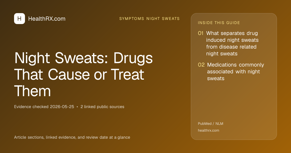 Evidence overview for symptoms night sweats: Night Sweats: Drugs That Cause or Treat Them