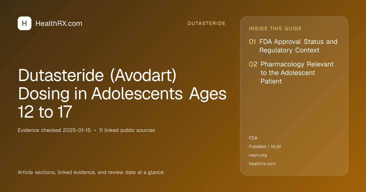 Evidence overview for Dutasteride (Avodart) Dosing in Adolescents Ages 12 to 17