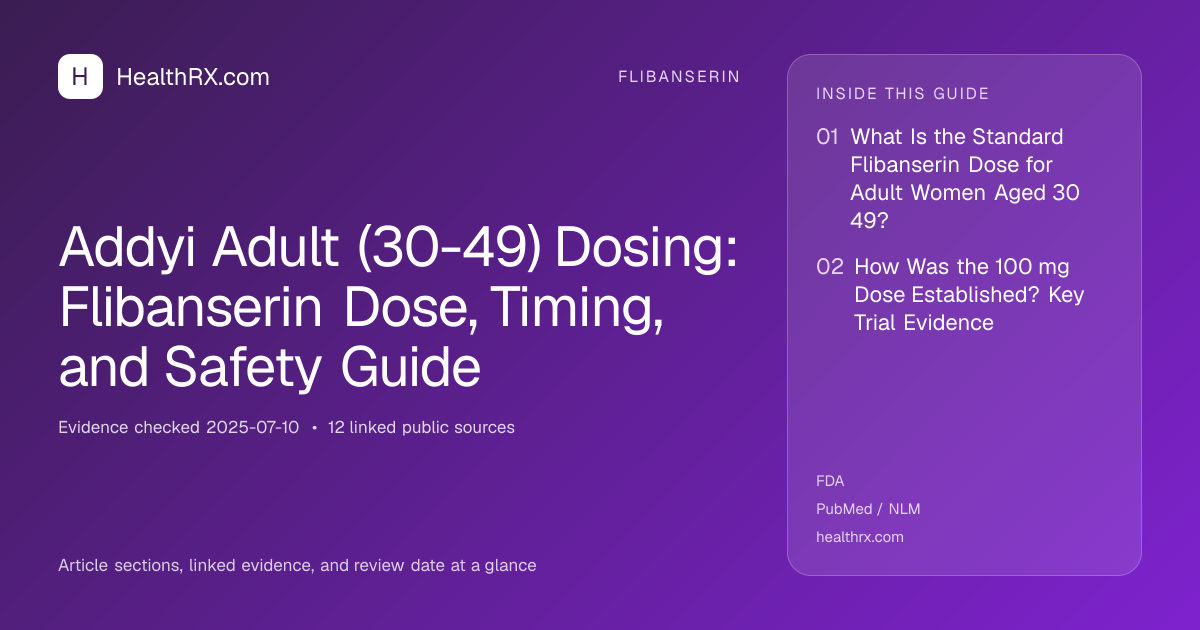 Evidence overview for Addyi Adult (30-49) Dosing: Flibanserin Dose, Timing, and Safety Guide