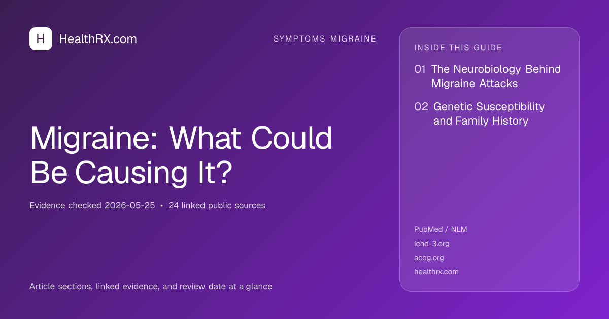 Evidence overview for symptoms migraine: Migraine: What Could Be Causing It?