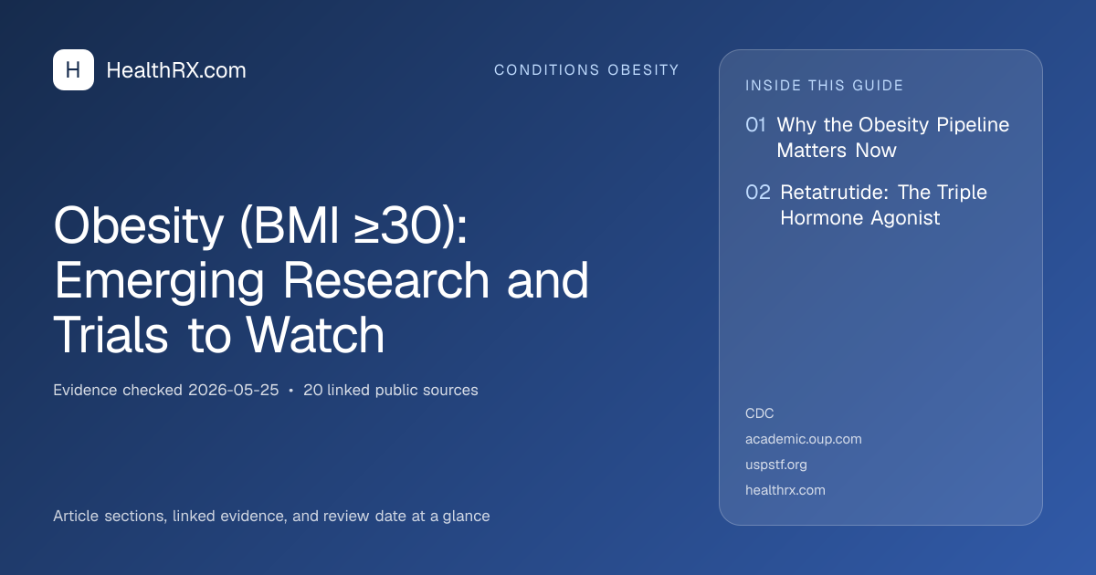 Evidence overview for Obesity (BMI ≥30): Emerging Research and Trials to Watch