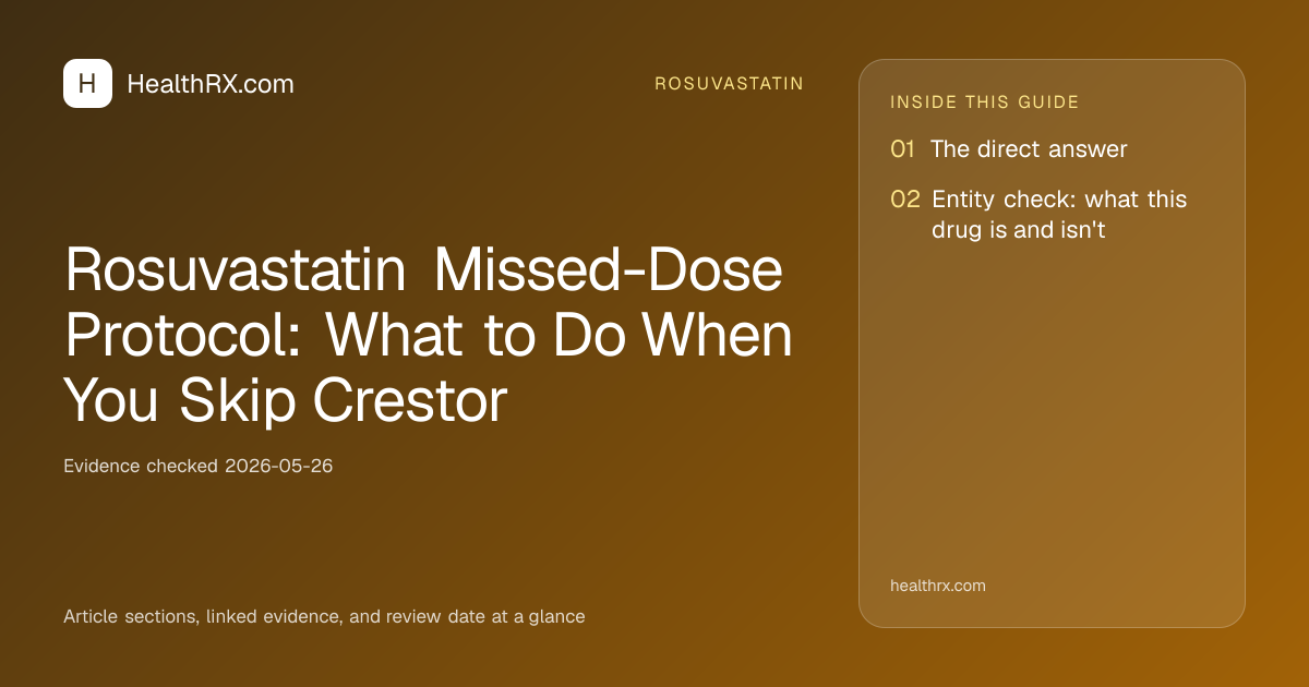 Evidence overview for rosuvastatin: Rosuvastatin Missed-Dose Protocol: What to Do When You Skip Crestor