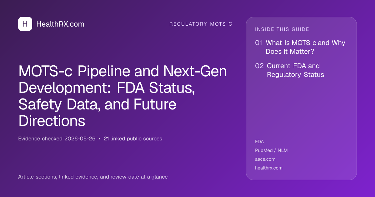Evidence overview for MOTS-c Pipeline and Next-Gen Development: FDA Status, Safety Data, and Future Directions