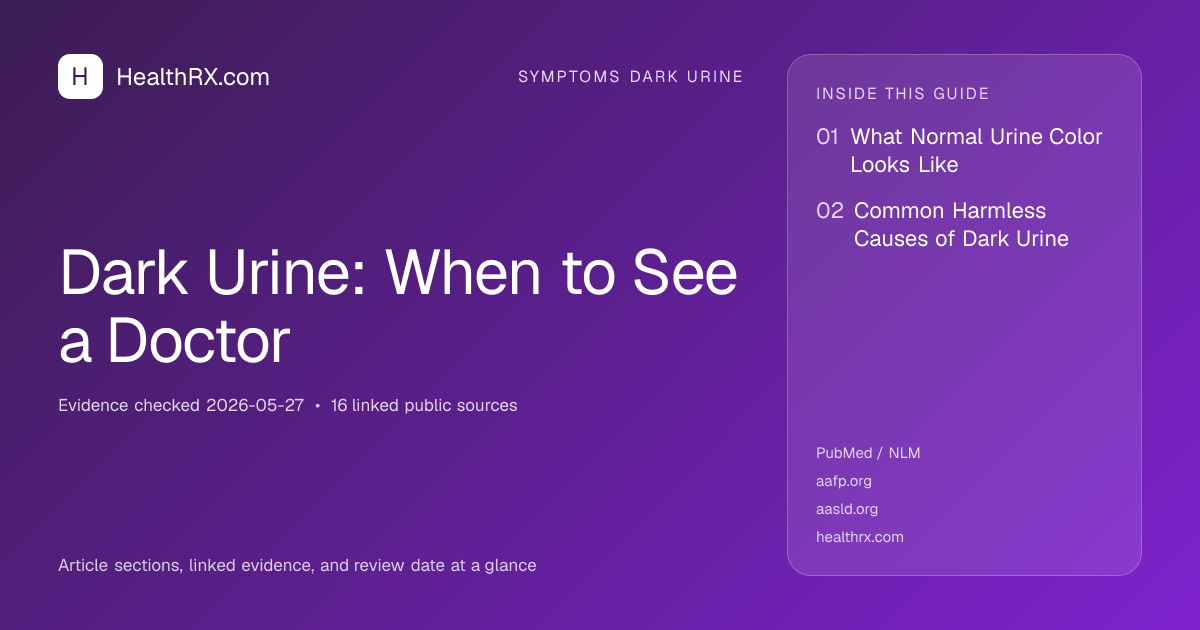 Evidence overview for symptoms dark urine: Dark Urine: When to See a Doctor