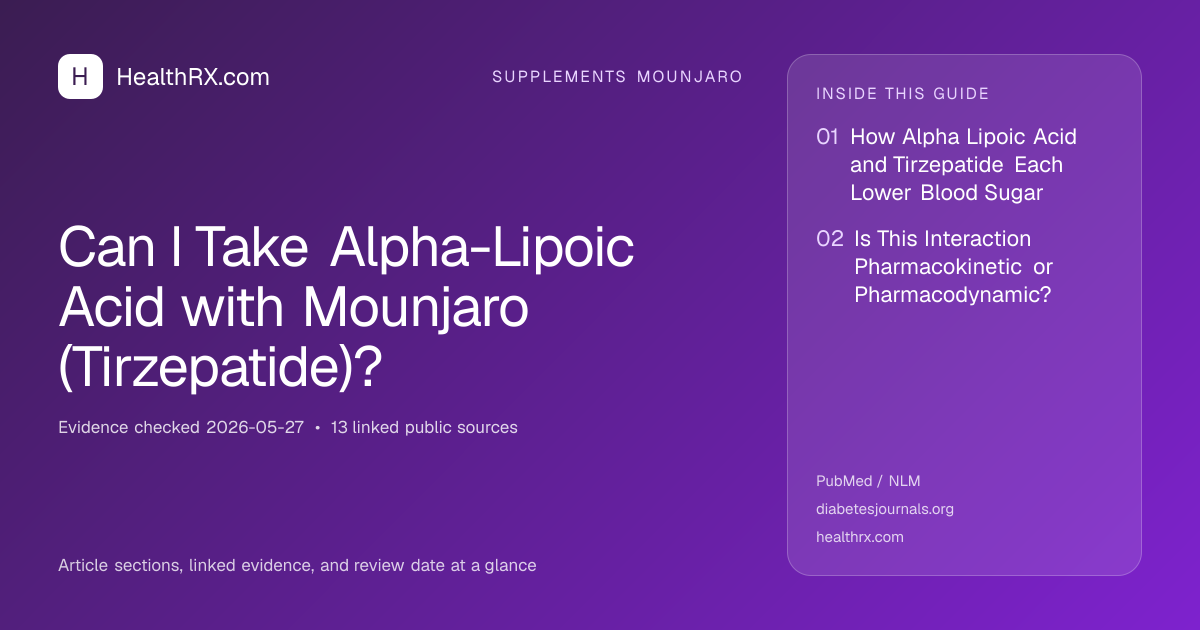 Evidence overview for supplements mounjaro: Can I Take Alpha-Lipoic Acid with Mounjaro (Tirzepatide)?