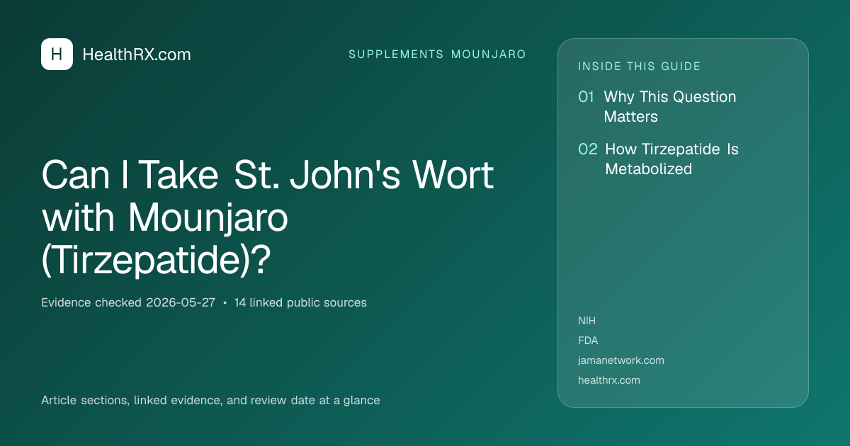 Evidence overview for Can I Take St. John's Wort with Mounjaro (Tirzepatide)?