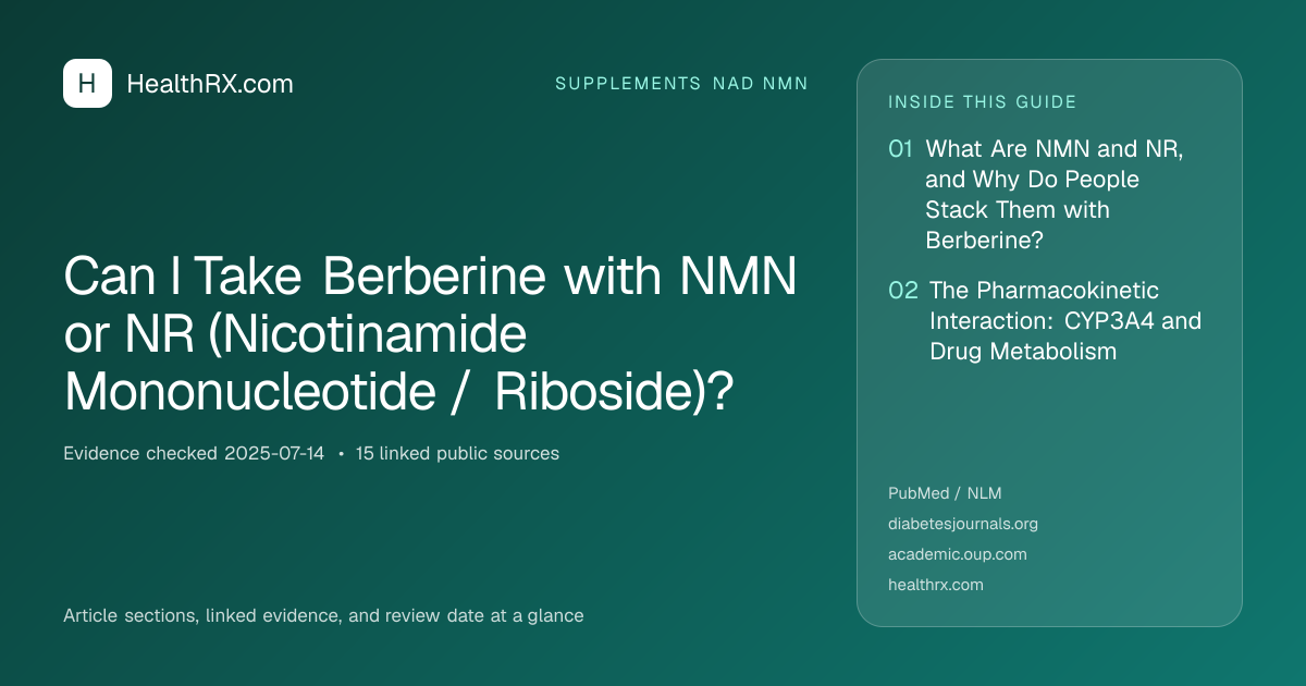 Evidence overview for supplements nad nmn: Can I Take Berberine with NMN or NR (Nicotinamide Mononucleotide / Riboside)?
