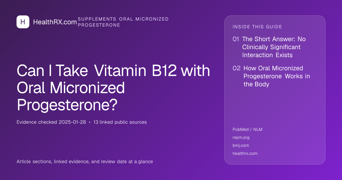 Evidence overview for Can I Take Vitamin B12 with Oral Micronized Progesterone?
