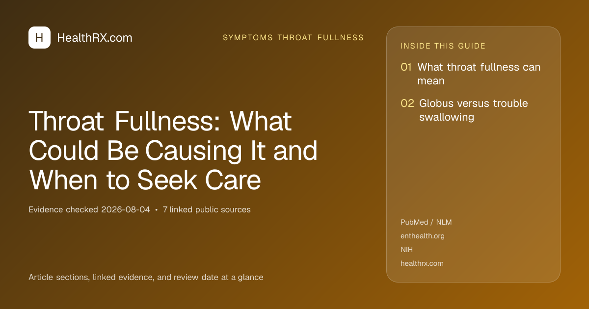 Evidence overview for symptoms throat fullness: Throat Fullness: What Could Be Causing It and When to Seek Care