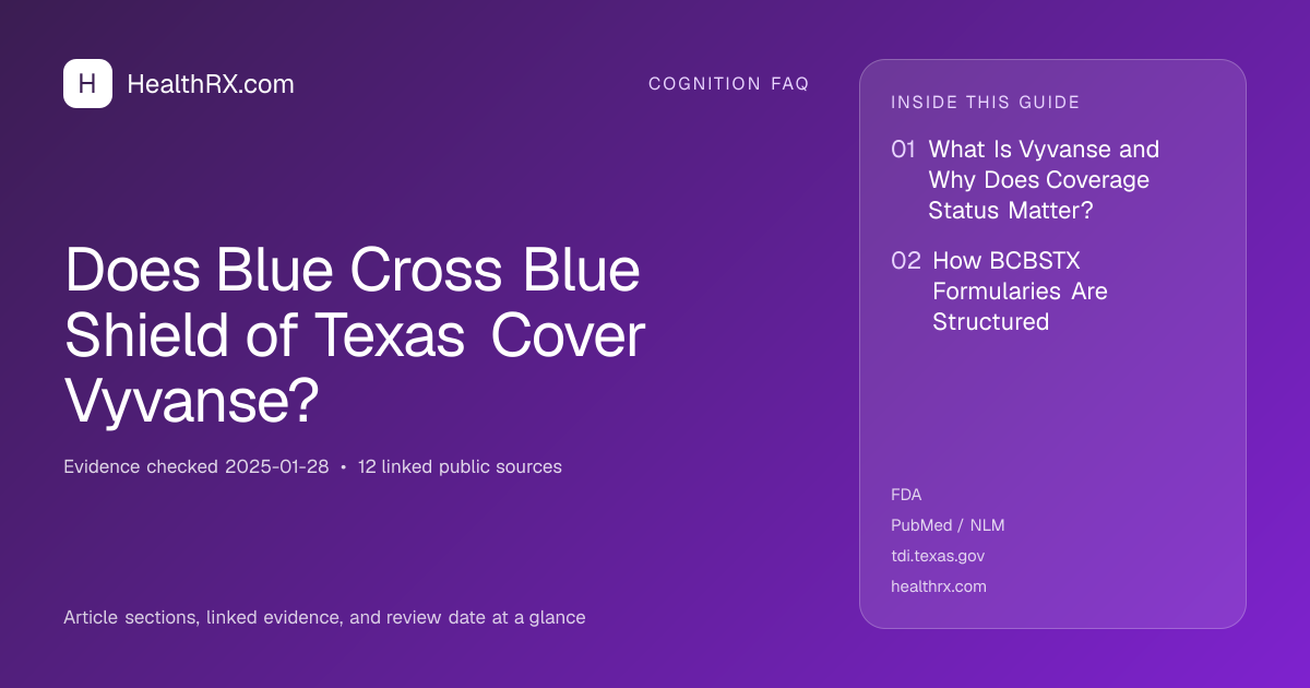 Evidence overview for Does Blue Cross Blue Shield of Texas Cover Vyvanse?