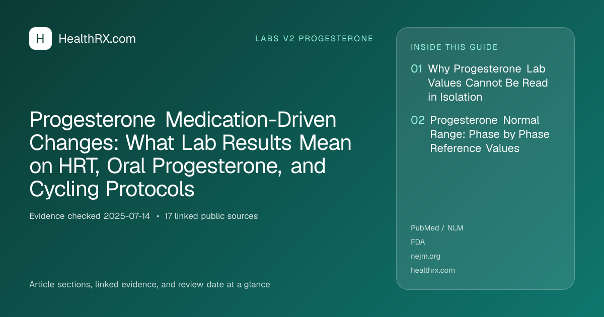 Evidence overview for Progesterone Medication-Driven Changes: What Lab Results Mean on HRT, Oral Progesterone, and Cycling Protocols