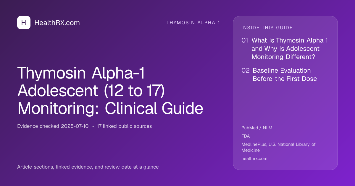 Evidence overview for Thymosin Alpha-1 Adolescent (12 to 17) Monitoring: Clinical Guide
