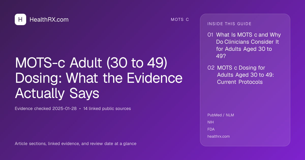 Evidence overview for MOTS-c Adult (30 to 49) Dosing: What the Evidence Actually Says