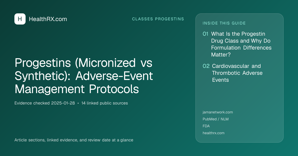 Evidence overview for Progestins (Micronized vs Synthetic): Adverse-Event Management Protocols