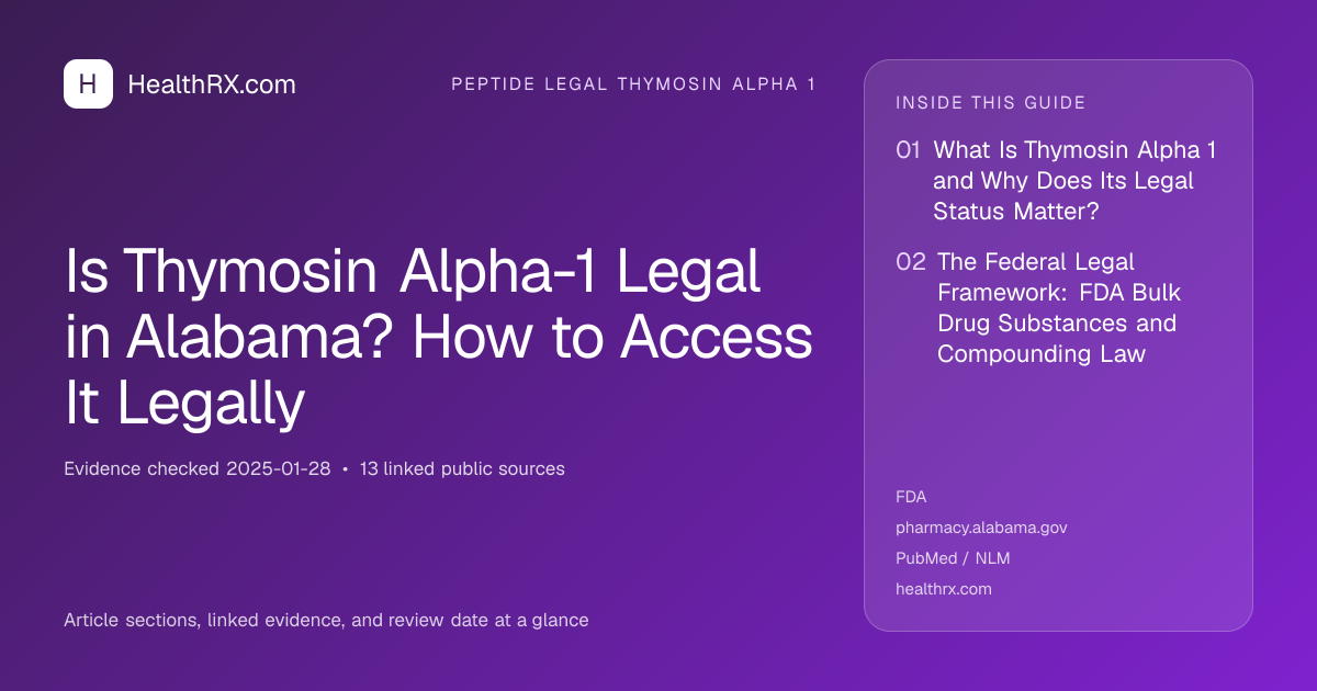 Evidence overview for Is Thymosin Alpha-1 Legal in Alabama? How to Access It Legally