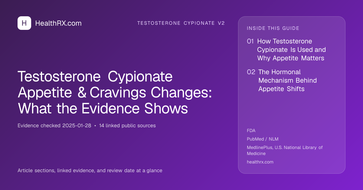 Evidence overview for Testosterone Cypionate Appetite & Cravings Changes: What the Evidence Shows