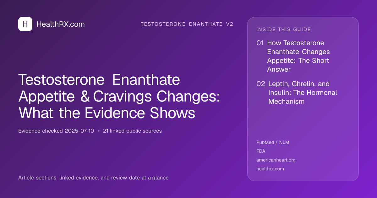 Evidence overview for Testosterone Enanthate Appetite & Cravings Changes: What the Evidence Shows
